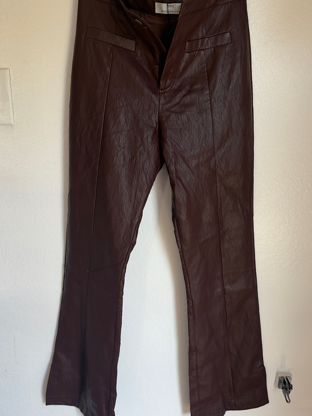 Anthropologie Faux Leather Pants in Burgundy Size M
